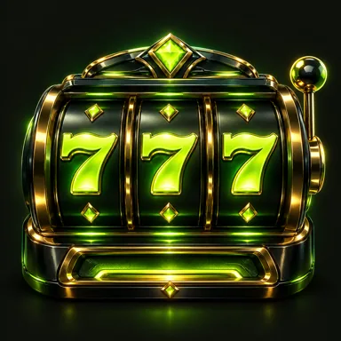 Slot machine with luminous lime seven symbols