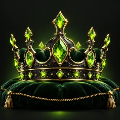 Black crown with lime gemstones